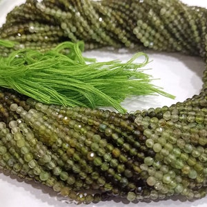 Natural Green tourmaline Round Faceted Shaded Color 2.5 mm Beads Sold Per Strand 13 inches Long