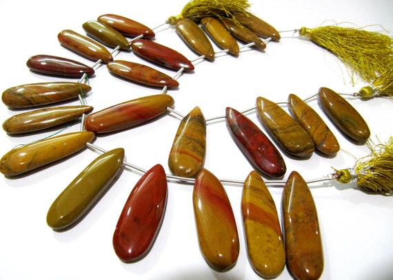 Natural Camel Agate Pear Shape Plain Smooth Briolette beads 10x35mm To 13x40mm Graduated Jewelry Making Beads Strand 8 Inches Long