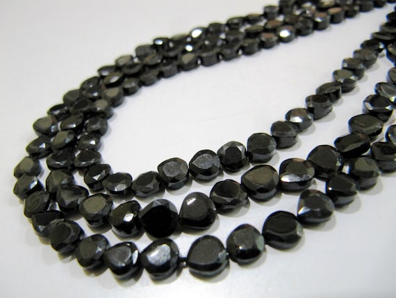Natural Black Spinel Heart Shape Faceted Beads 5 to 6mm Strands 13inch long  Semi Precious Fancy Shape beads sold Per Strand Wholesale Rates
