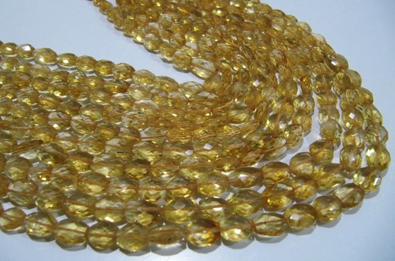 Natural Citrine Oval Faceted Beads  Genuine Citrin Briolette Beads Size 7x9mm to 9x12mm 8 inches Long sold per Strand in Wholesale Rates