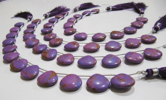 AAA Quality Purple Copper Turquoise Heart Shape Plain Smooth Size 14-15mm Beads Strand 8 inches Long Sold Per Strand, 14 Beads Per Strand