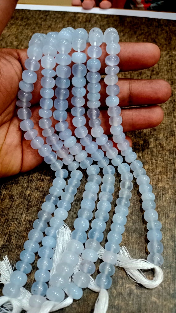 Natural Lavender chalcedony Rondelle Plain Smooth 9mm Beads sold Poer Strand 8 Inches Long Great Quality Beads