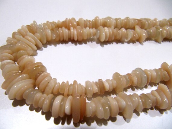 Natural Peach Moonstone Nugget Shape Flat Tumbled Plain Smooth 7mm To 13mm Beads, Jewelry Making Beads Strand 8 Inches Long Sold Per Strand