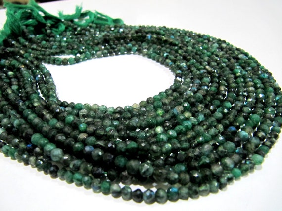 Green Coated Labradorite 3-4mm Round Faceted Beads Strand 13 inches Long  Micro Faceted Labradorite Beads Jewelry making gemstone