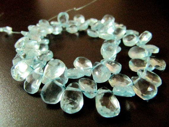 Natural Aquamarine Pear Shape Briolette  Faceted 6X9mm Approx Gemstone Beads Strand  8inches long Top Quality Wholesale Prices