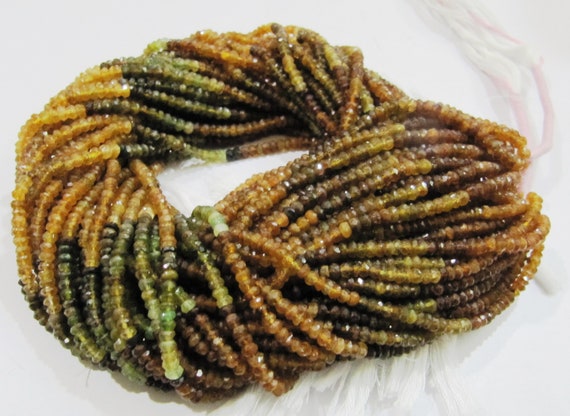 Natural Genuine Petrol tourmaline Rondelle Faceted Beads 3-4mm Size Strand 13 inches Long Wholesale Prices Jewelry Making Beads