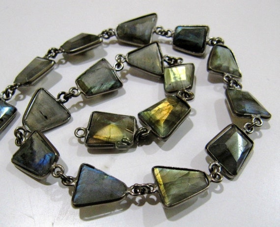 Natural Labradorite  Free Shape Briolette Bezel Connector Chain 12-13mm Sold per FOOT high Quality Blue Flashy Gemstones Handmade chain