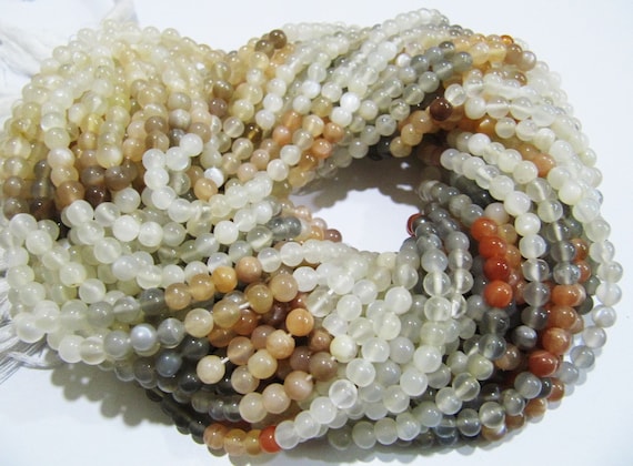 Natural Multi Moonstone Round Plain Smooth 4-5 mm Beads Multi Colour Beads For Jewelry Making Sold Per Strand 13 Inches Long