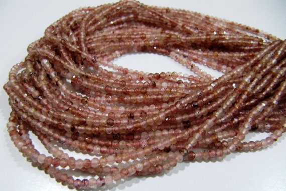 Finest Quality Natural Strawberry Quartz 2-2.5mm Size Beads Beautiful Strawberry Quartz Micro Faceted Rondelle Beads Strand 13 inches long