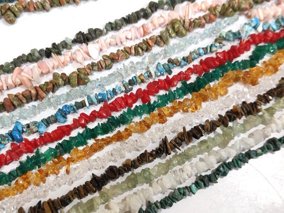 Natural Gemstones Irregular Chip Gravel Uncut Smooth Nugget 4 To 8mm Beads  Sold Per Strand 34 Inches Long CHOOSE the Stones