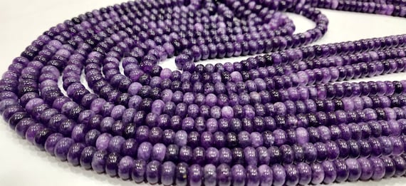 Natural Charoite Quartz  Rondelle Plain Smooth 8mm Gemstone Beads Sold Per Strand 8 Inches Long Jewelry Making Beads