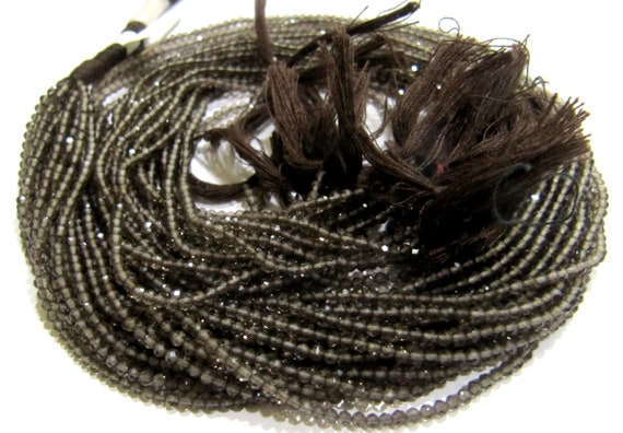 Natural Smoky Quartz  2 to 2.5mm Rondelle Micro faceted Gemstone Beads Strand 13 Inches Long Best Quality Beads