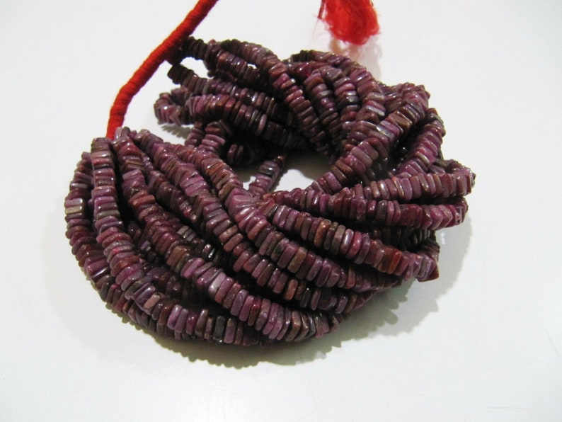 ON SALE Natural Ruby Heishi Cut Square Shape Beads 5mm Gemstone Beads Strand 8 inch Long Wholesale Prices