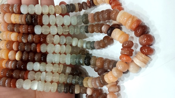 Natural Multi Moonstone Rondelle plain smooth 5 to 8mm beads Sold per Strand 8 Inches Long Choose the size