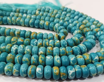 Natuurlijke blauw koperen turkoois rondelle effen gladde 8 mm edelsteenkralen verkocht per streng 8 inch lange kralen van geweldige kwaliteit