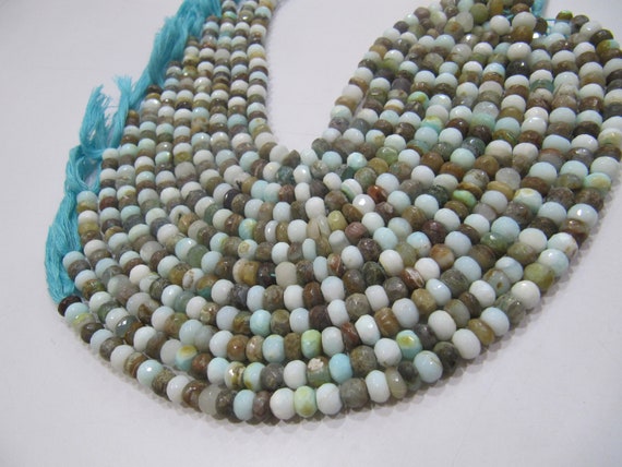 Natural Peruvian Opal Rondelle faceted Beads 6mm best Quality Beads Strand 10 inches Long Jewelry making gemstone beads