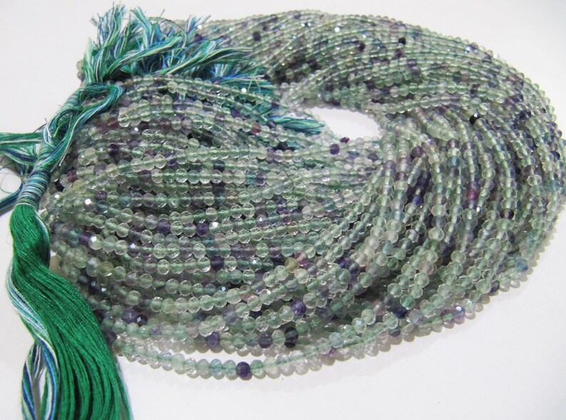 Natural Fluorite Multi Color Beads Fluorite Rondelle Shape Faceted 3mm Beads Green Beads, Purple Beads Strand 13 Inch Long image 9