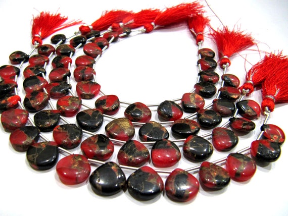 Natural Oyster Turquoise Heart Shape Smooth Plain 12mm Red Color Copper Turquoise Beads Strand 8 inch Long Sold Per Strand Wholesale Price