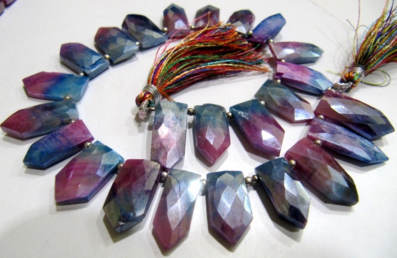 Natural Multi color Moonstone AB Mystic Coated Fancy Pencil Arrow Shape Faceted Beads 10X20mm Strand 9inch long High Quality Beads