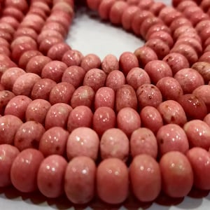 Natural Thulite Gemstone Rondelle Plain Smooth 8-9mm Beads Sold per Strand 8 Inches Long Great Quality rare stone beads