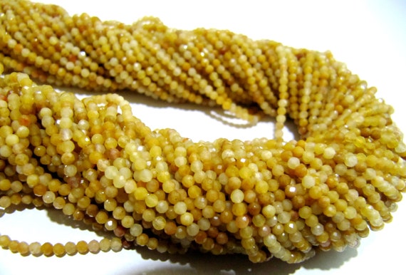 Natural Yellow Rutilated Quartz Rondelle Faceted Beads 2mm Strand 13 inches long Jewelry Making Beads Sold Per Strand