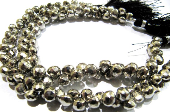 Natural Silver Pyrite Onion Shape Briolette Beads 7-8mm Top Quality Gemstone Beads Strand 8 inch Long Jewelry making beads
