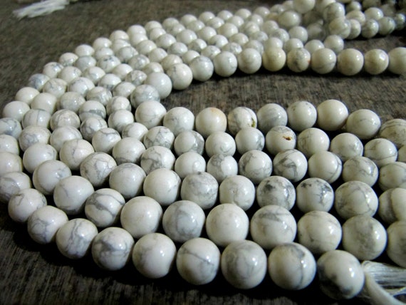 Natural Howlite Plain Smooth Round Ball Shape Size 10mm Beads Strand 13 Inches Long White smooth gemstones for jewelry making Wholesale Rate