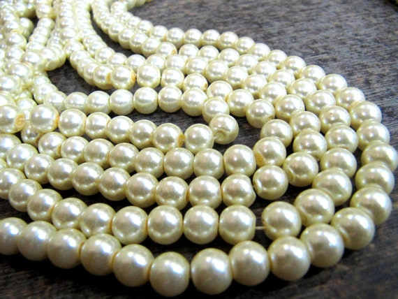 Pearl Golden color 8mm Beads sold per Strand 16 inch long  Jewelry Making  Off white golden Pearl Beads Wholesale prices