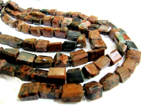 Natural Brown Jasper Nugget Shape Tumbled Faceted Beads Size 10X15mm Strand 10 inches Long Semi Precious Gemstone