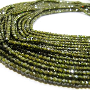 Natural Olive Green Cubic Zirconia CZ Rondelle Faceted Beads 3mm Strand 13 inch long Top Quality Wholesale prices Jewelry making gemstone