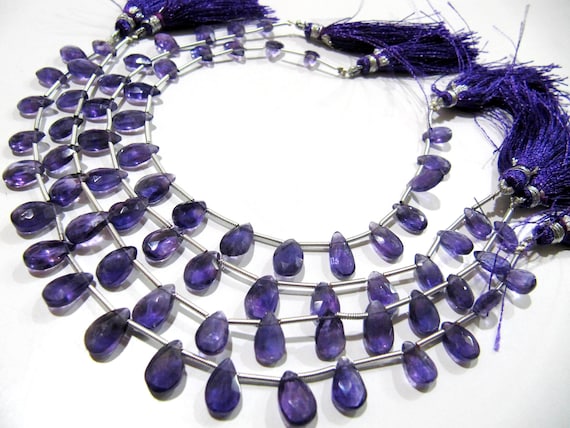 Natural Amethyst Pear Shape 6x9mm Briolette Faceted Beads Strand 8 inches long Wholesale Prices top quality jewelry making gemstone