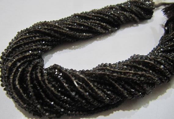 Natural Smoky Quartz Rondelle Faceted Beads 3mm best Quality Beads Strand 13 inches Long Jewelry making gemstone beads