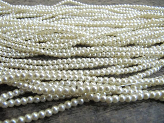 White Pearl 4mm Round Beads sold per Strand 26 inch long  Jewelry Making  white Pearl Beads Wholesale prices