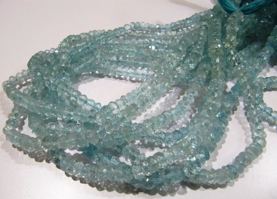 Natural Aquamarine Rondelle Faceted Gemstone Beads sold per Strand 13 inches long  Wholesale Prices aquamarine Gemstone Choose the Size