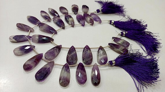 Natural Bio Amethyst pear Shape Briolette 12x25mm Gemstone Beads Sold per strand 8 inches long great Quality Beads