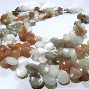 Natural Multi Moonstone Heart shape Briolette Faceted 11-12 mm Beads Strand 8 inches long High Quality Beads Wholesale prices jewelry beads