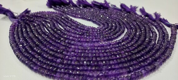 Natural Amethyst Gemstones Rondelle Faceted Beads 6-7 mm Strand 13 inches long Wholesale Prices