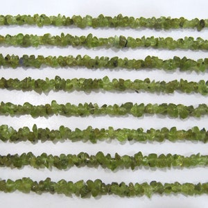 Natural Peridot Irregular Chip Gravel Uncut Nugget 3-4mm Beads Green Color Jewelry Making Beads Strand 34 Inches Long Sold Per Strand