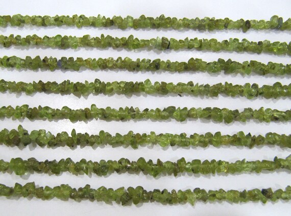 Natural Peridot Irregular Chip Gravel Uncut Nugget 3-4mm Beads Green Color Jewelry Making Beads Strand 34 Inches Long Sold Per Strand