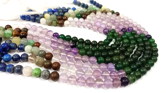 Natural Multi Gemstone Round Plain Smooth 8mm Beads Sold Per Strand 13 Inches Long Great Quality Jewelry Making Beads Choose the Design