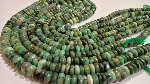 Natural Untreated Emerald Rondelle Plain Smooth 6 to 10mm Beads Sold per Strand 8 Inches Long Choose Size