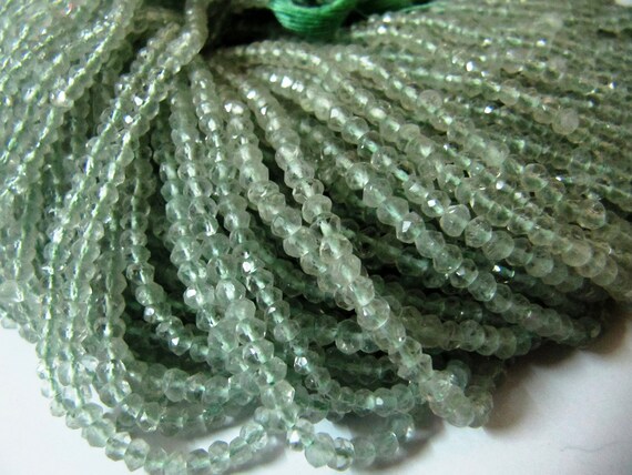 Natural Green Amethyst Rondelle Faceted 3-4mm Size Beads Strand 13 inches Long Wholesale Prices Jewelry making Beads