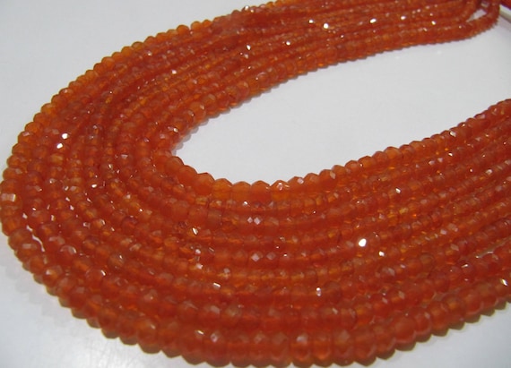 Natural Carnelian Rondelle Faceted 3-4mm Gemstone Beads Strand 13 inches long Top Quality Wholesale Prices Jewelry making gemstone beads