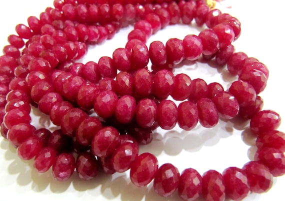 Ruby Quartz Gemstone Rondelle Faceted 7-8mm Size Gemstone Beads Strand 8 Inches Long Jewelry making Beads Wholesale Prices