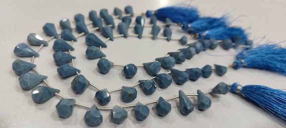 Natural Blue Opal  Briolette Faceted Teardrop 6x10mm to 9x15mm Beads Sold per Strand 8 inches long Top Quality Beads