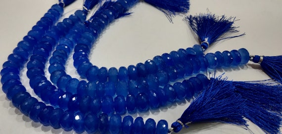 Natural Blue Chalcedony Rondellle Micro Faceted 10-12mm Size Top Quality Gemstone Beads Strand 8 Inches long Wholesale Prices