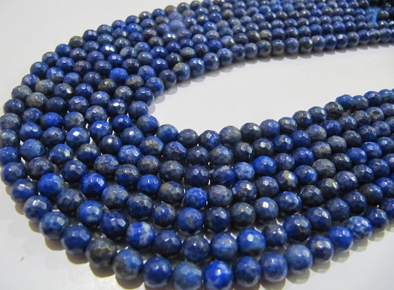 Natural Lapis Lazuli Round Faceted Beads 6 mm Strand 15 inch long High Quality Beads Wholesale prices jewelry making beads