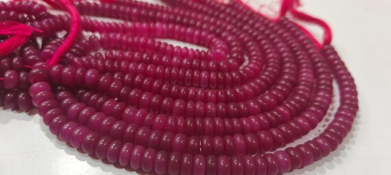 Ruby Jade Rondelle Plain Smooth 8mm Gemstone Beads Sold Per Strand 8 Inches Long Wholesale Beads