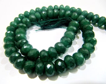 Beautiful Dyed Emerald Beads 8-9mm Size Beads Rondelle Faceted Gemstone Beads Strand 13 inches Long Green Emerald Beads Wholesale Rates