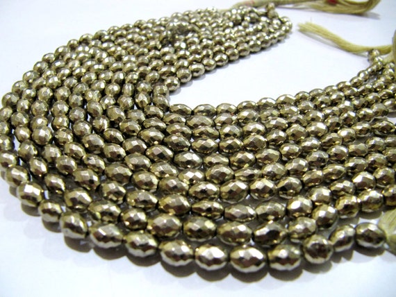 Natural Pyrite Barrel Shape Briolette Beads 5x7mm Top Quality Gemstone Beads Strand 10 inch Long Jewelry making Fancy gemstone beads